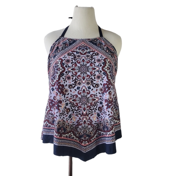 Kona Sol Swim Kona Sol Swim Tankini Top Plus Size 2x High Neck
